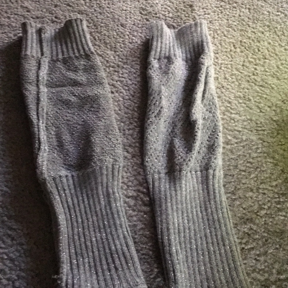 Silver glittery leg warmers